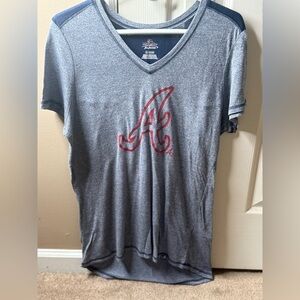 Braves Gray V-Neck BT-Shirt with Red Logo